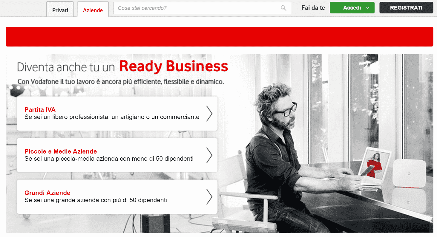 Per accedere alla sezione Aziende, seguite questo link: http://www.vodafone.it/portal/Aziende