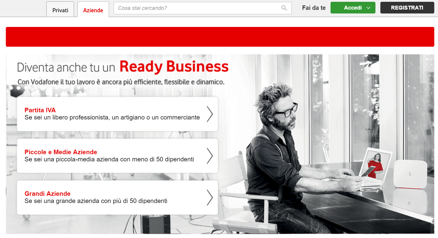 Per accedere alla sezione Aziende, seguite questo link: http://www.vodafone.it/portal/Aziende
