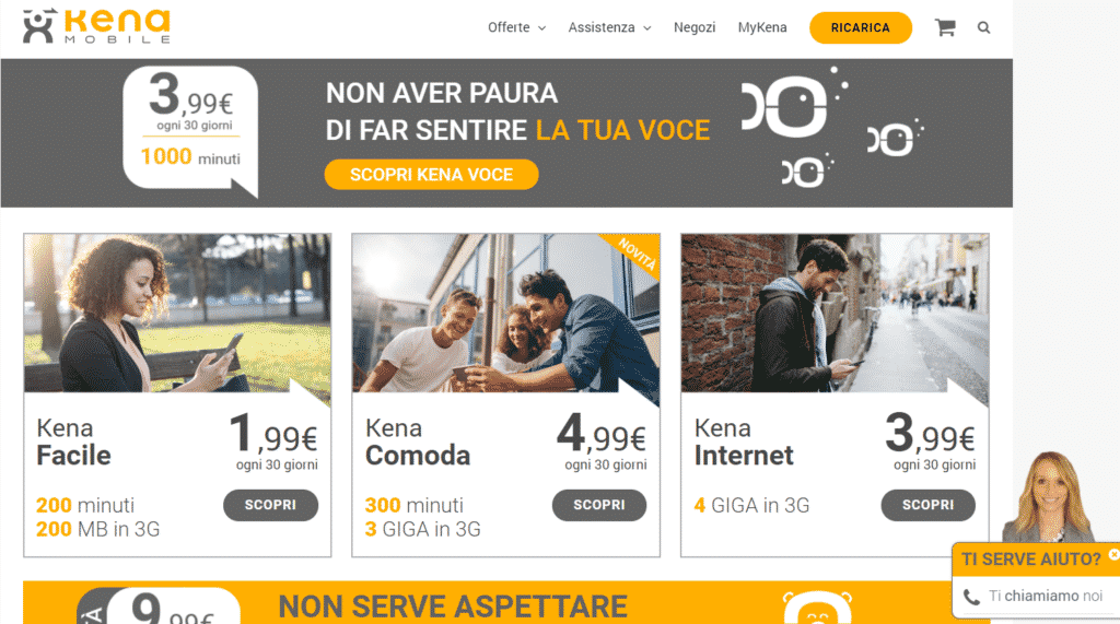 il sito dell'assistenza Kena Mobile
